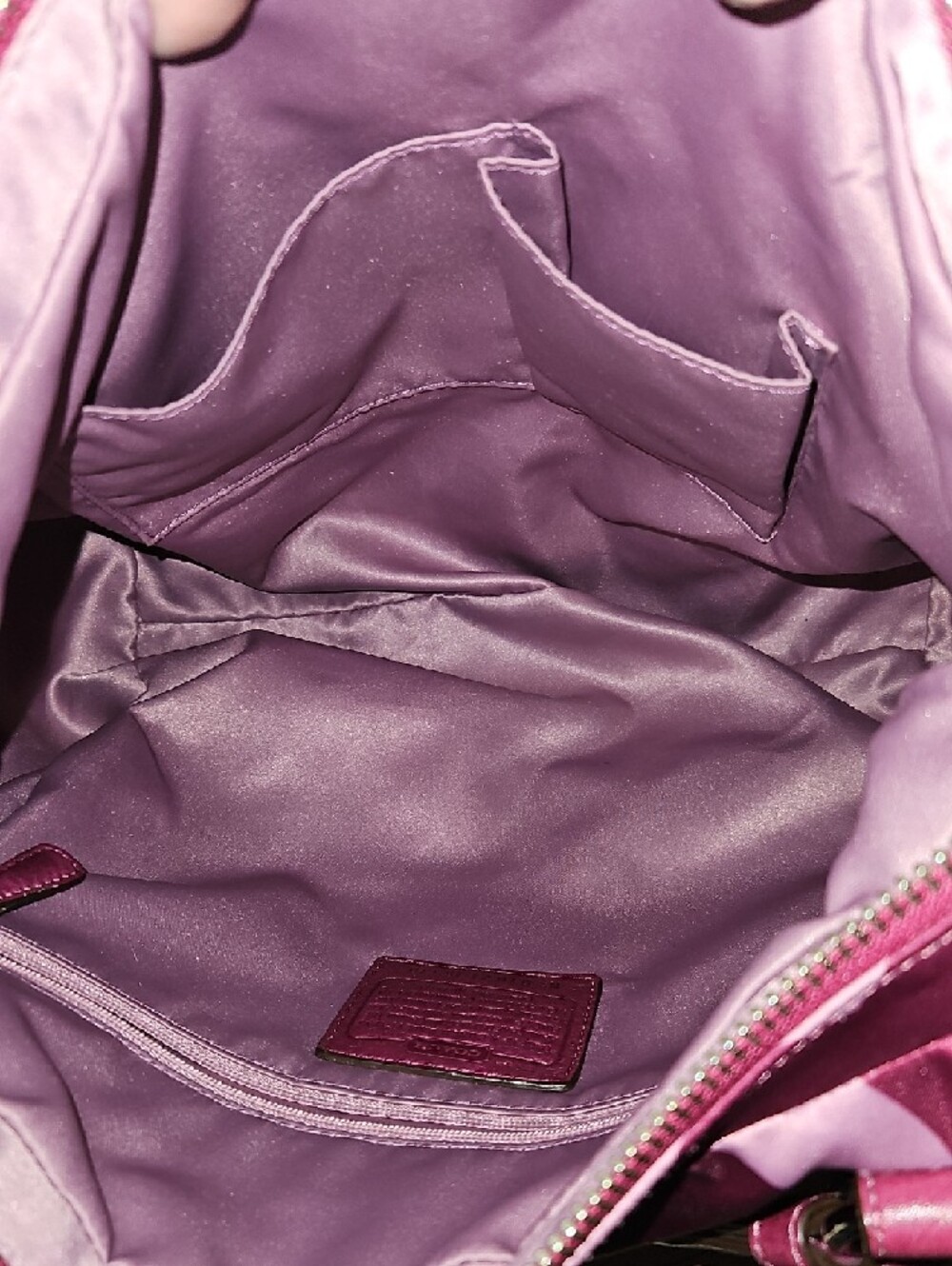 Coach EUC Op Art Riley Pink and Magenta Satin Satchel Shoulder Bag - Picture 10 of 12